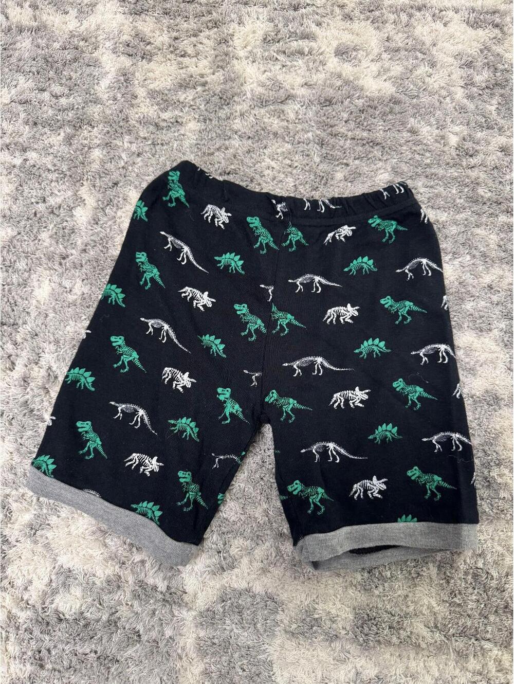 Benaive Boys Dinosaur Pajama Shorts Size 6 Black Green Cotton Sleepwear Kids